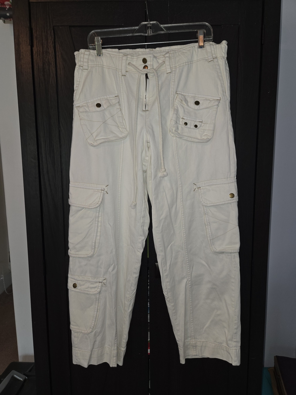 We The Free Tahiti Drawstring Cargo Pants Medium Tofu Boho Utility